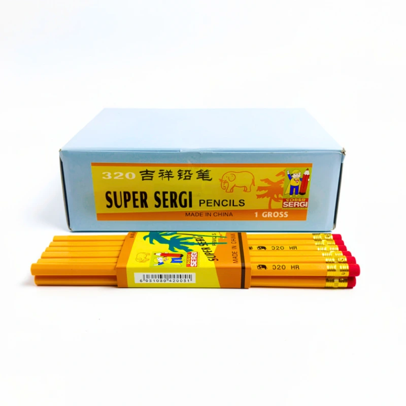 Lapiz negro Sergi cascara amarilla 12 pcs.