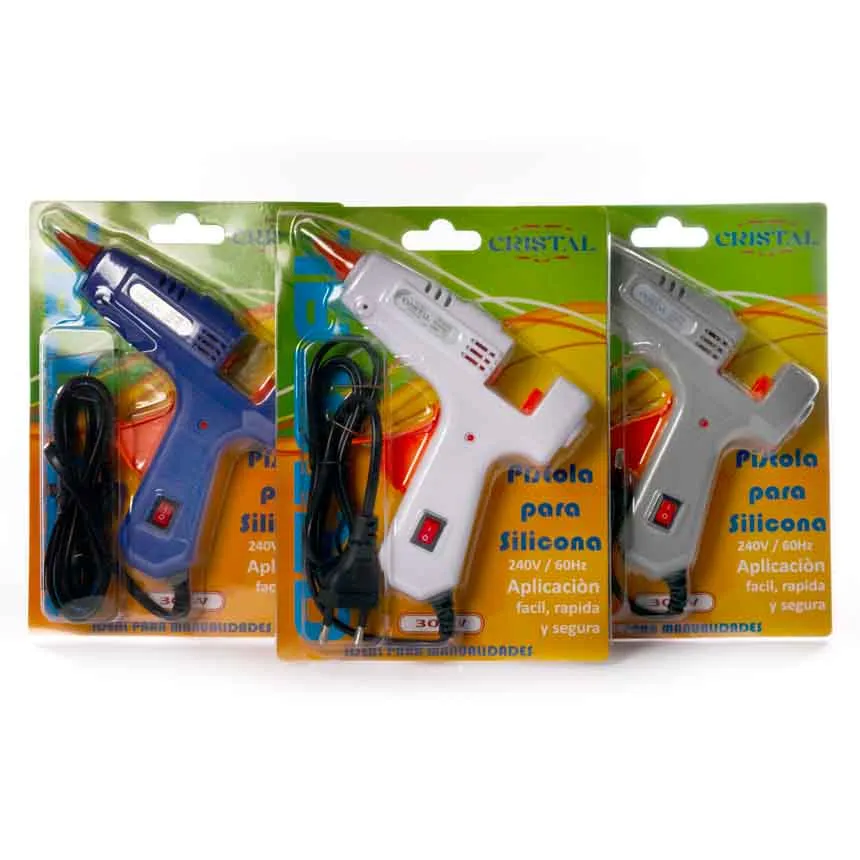 Pistola para silicona en barra con switch 30W CRISTAL