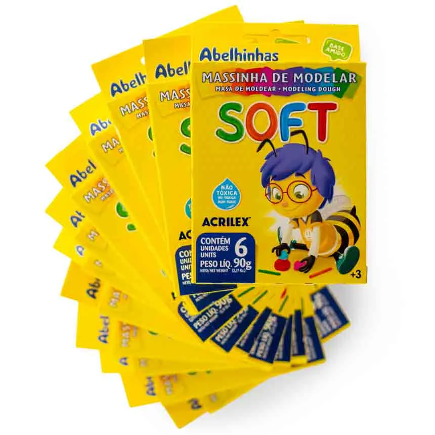 Plastilina Acrilex Soft 90g pequeña 6 colores