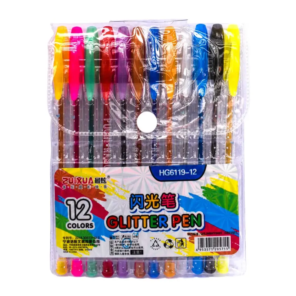 Boligrafo con glitter HG6119-12 Zuixua 12 colores