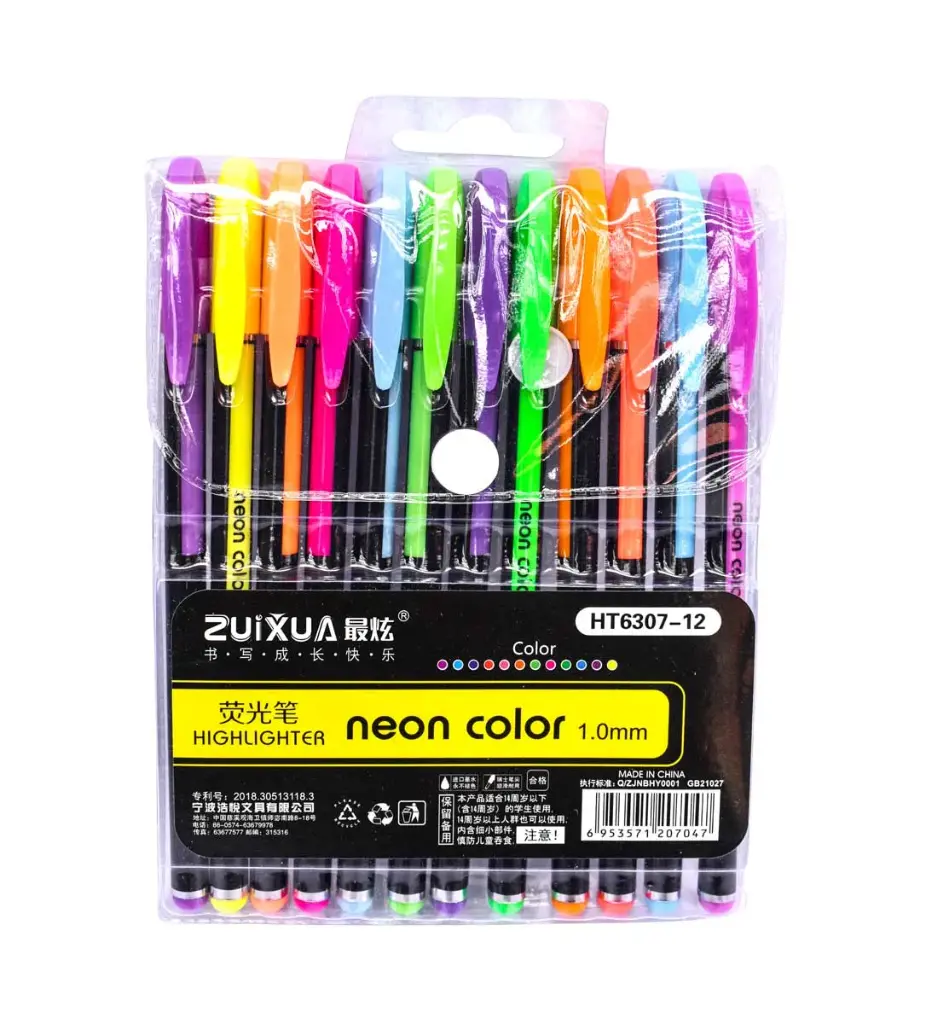 Boligrafo neones HT6307-12 Zuixua 12 colores