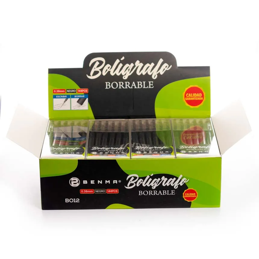 Boligrafo Borrable Benma de 0.38mm de 12u