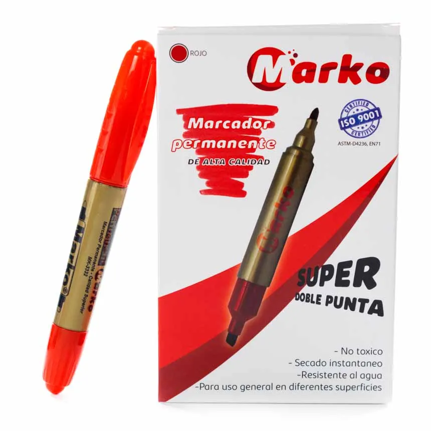 Marcador MARKO Permanente Doble Punta 10u