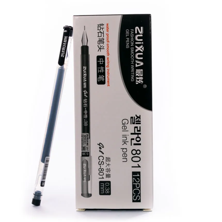 Micropunta 0.3 mm gel ink pen SC-801 Zuixua cajita de 12pcs