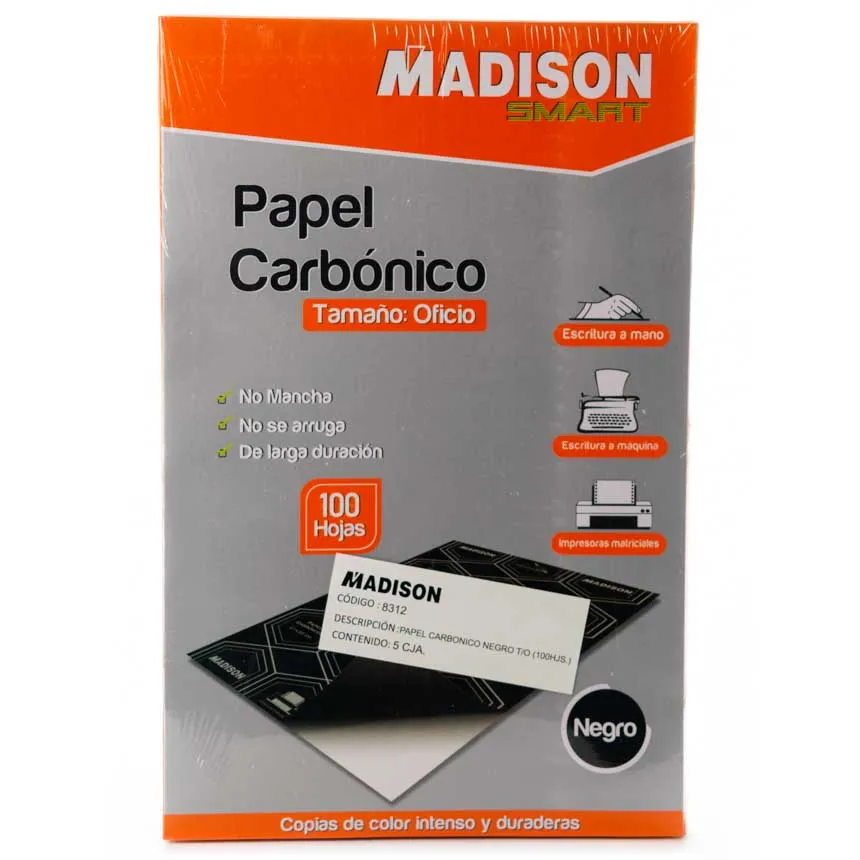 Papel Carbonico Tamaño Oficio Madison 100h
