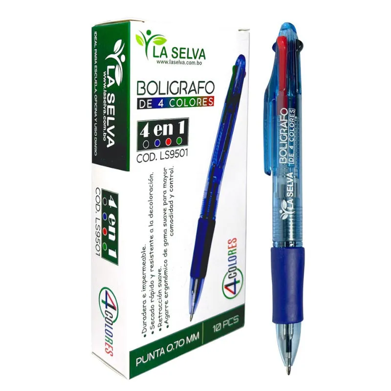 Boligrafo de 4 colores La Selva de 10u