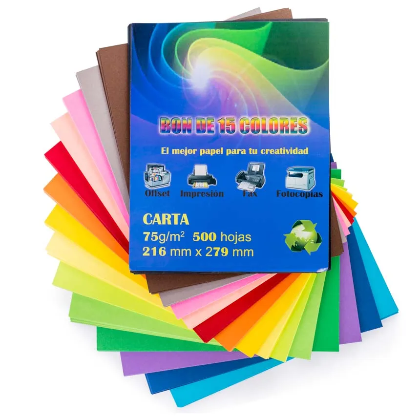 Bon de 15 colores 500 hojas Carta La Selva
