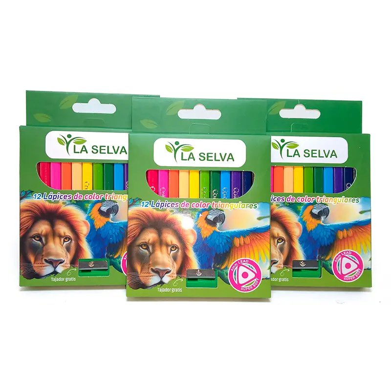 Color largo tiangular mina 4mm La Selva de 24 colores + tajador