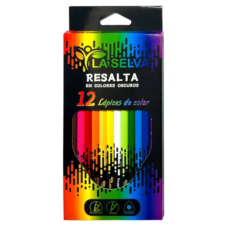 Color largo triangular 3mm para superficies oscuras La Selva de 12 colores + tajador