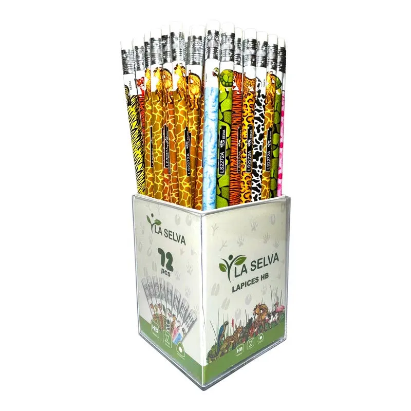 Lapiz negro con diseños de animales HB 2.2mm La Selva 72u