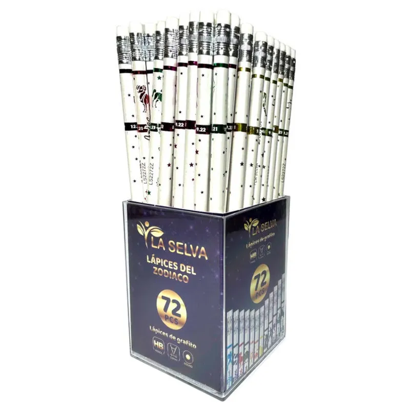 Lapiz negro diseños zodiaco HB mina 2.2mm La Selva 72u