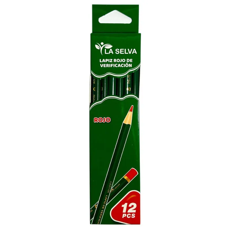 Lapiz rojo de verificacion mina 3mm La Selva de 12u