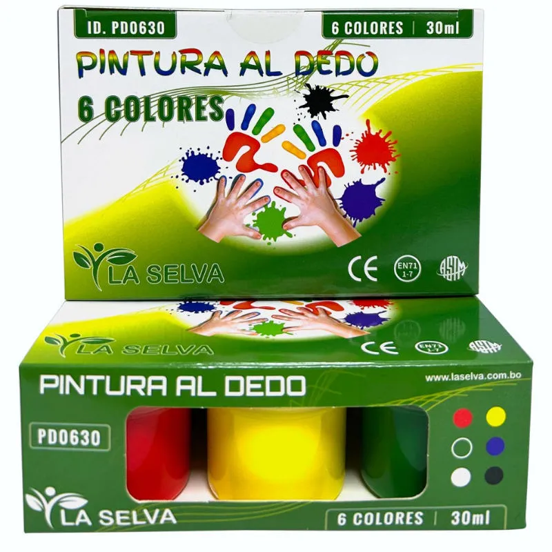 Pintura al dedo 30ml La Selva 6 colores