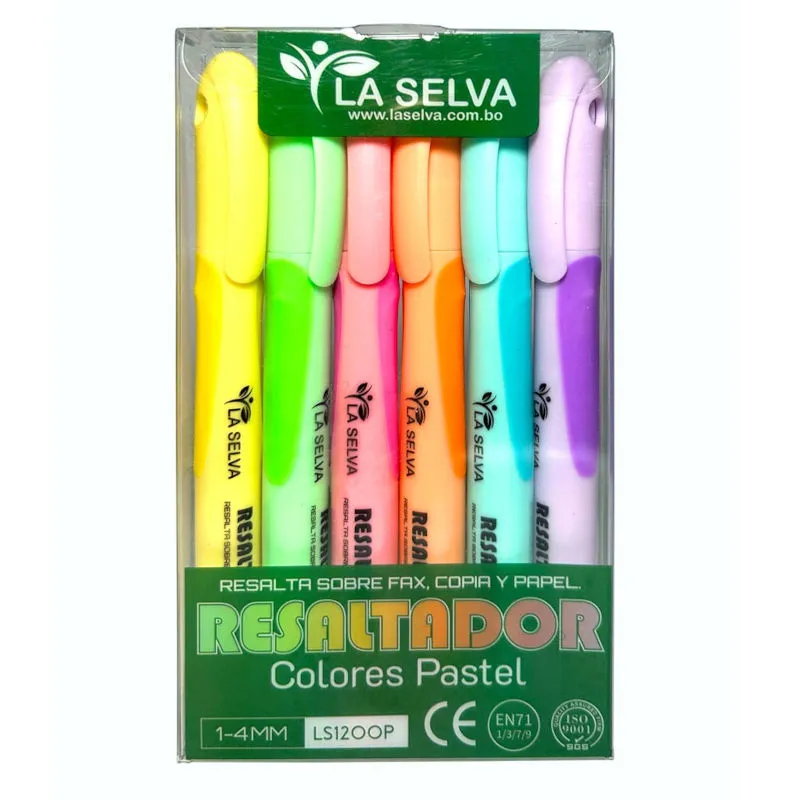 Resaltador de colores pasteles LS1200P, 1-4mm La Selva de 6 colores