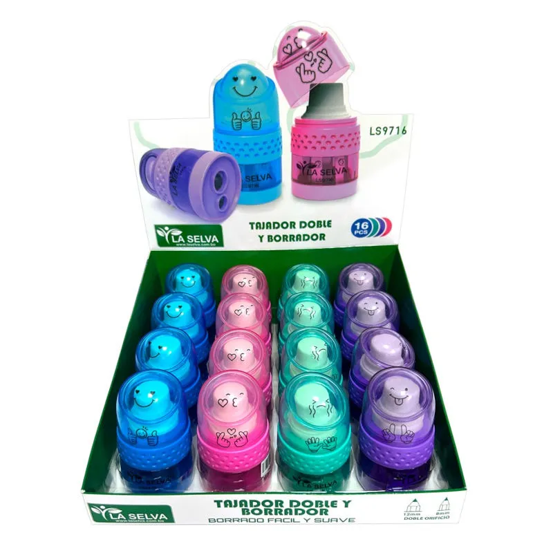 Tajador doble(8mm y 12mm) + borrador y deposito La Selva de 16u