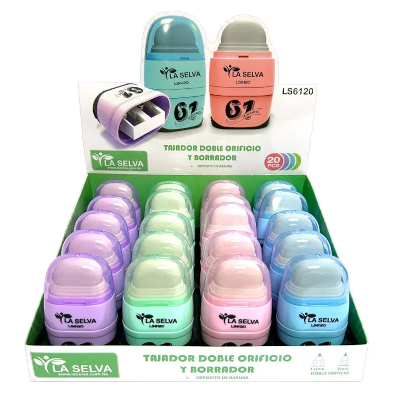 Tajador doble(8mm y 12mm) + borrador y deposito La Selva de 20u