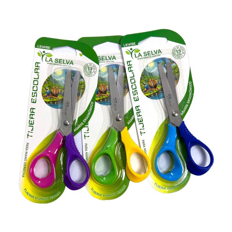 Tijera escolar ergonomico 13cm La Selva