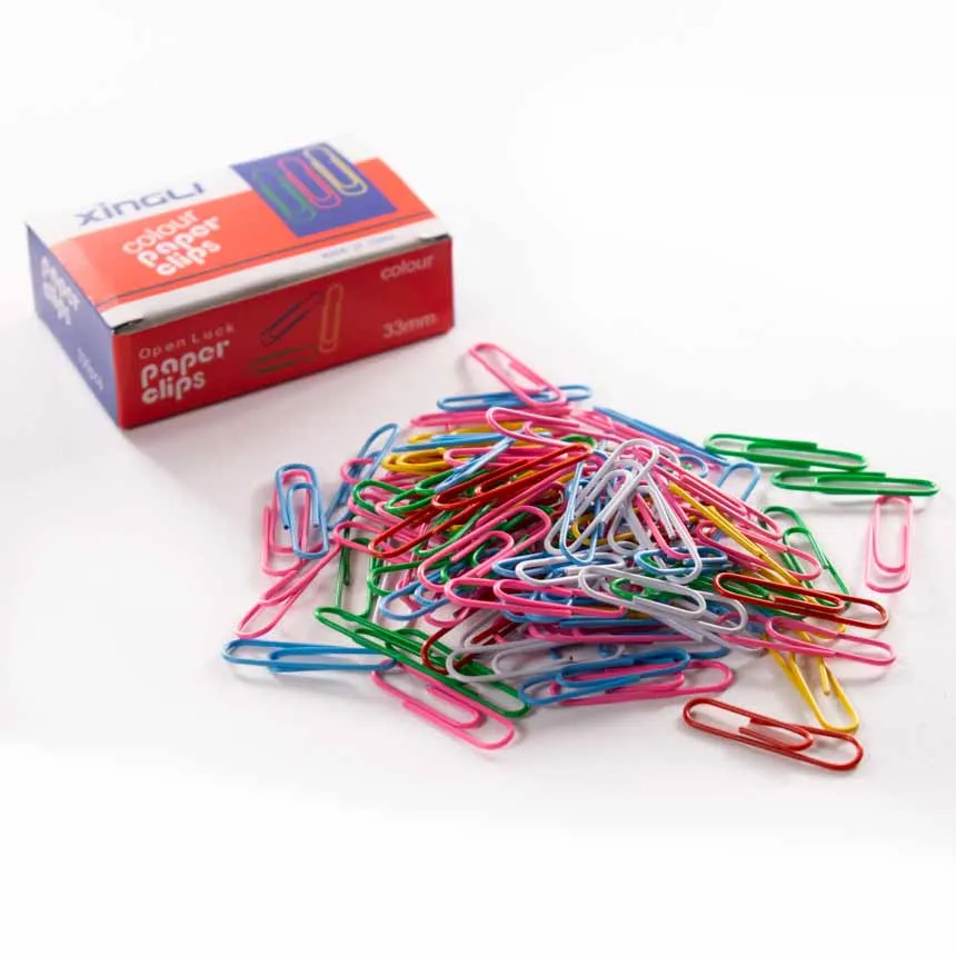 Clips metalico forrado con plastico de colores 33mm, 10x100pcs