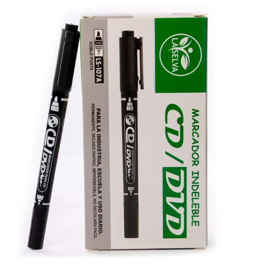 Marcador Indeleble Doble Punta La Selva para CD/DVD de 12u