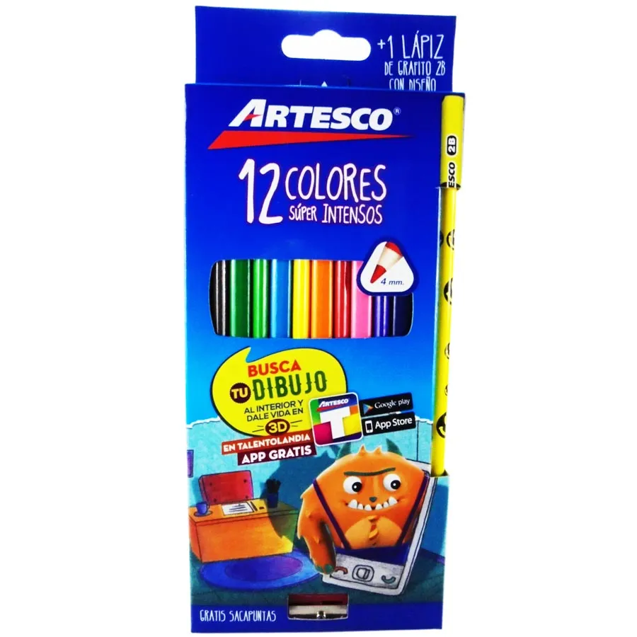 Color Largo Artesco 12 Colores + 2 lapices + tajador