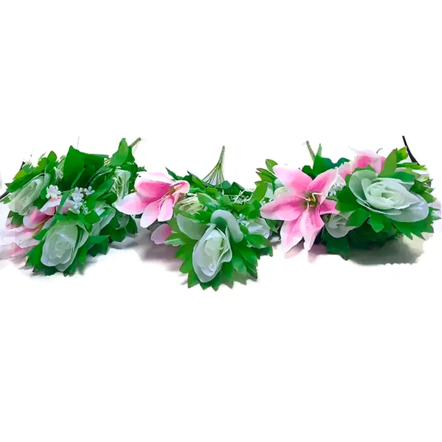 Flor (0408-210) - ramo de 10 rosas y lirios alto 43cm y corola