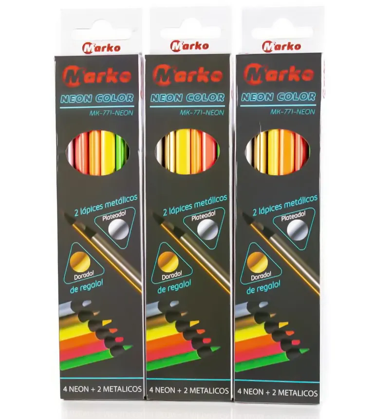 Color Largo NEON Marko 6 lapices, 4 neones y 3 metalicos
