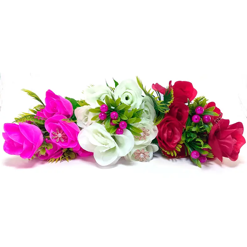 Flor (0408-610) - ramo de 10 rosas con perlas 0408-610, alto 43cm y corola=6cm