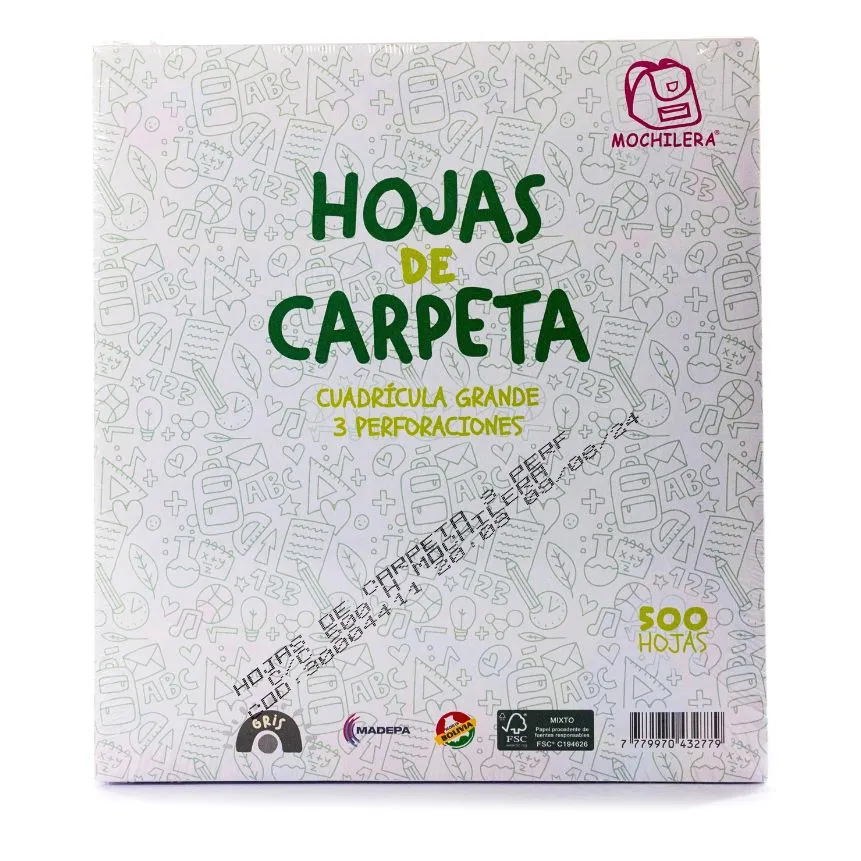 Hojas de carpeta MOCHILERA 500h