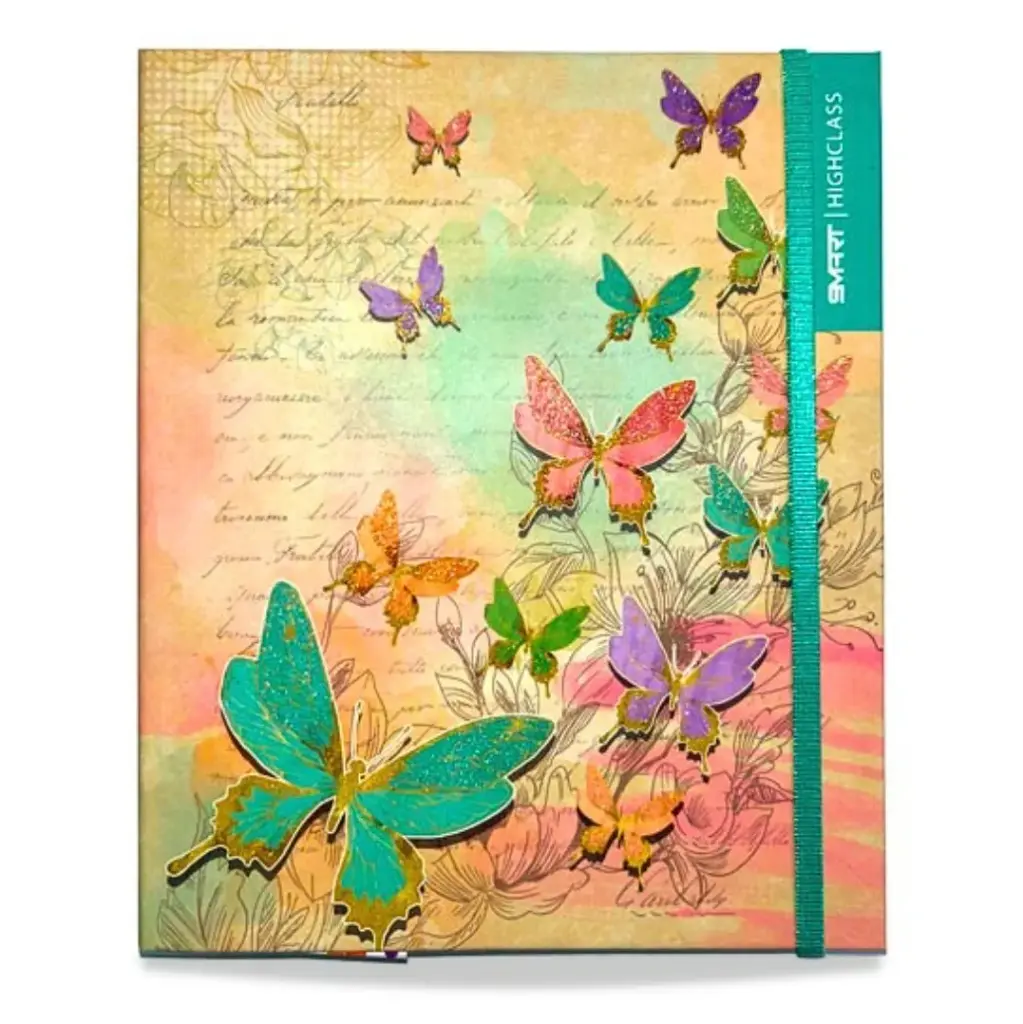 Cuaderno anillado tapa dura A5/medio oficio Smart Book, con 5 separadores, sujetador de liga, 145 hojas