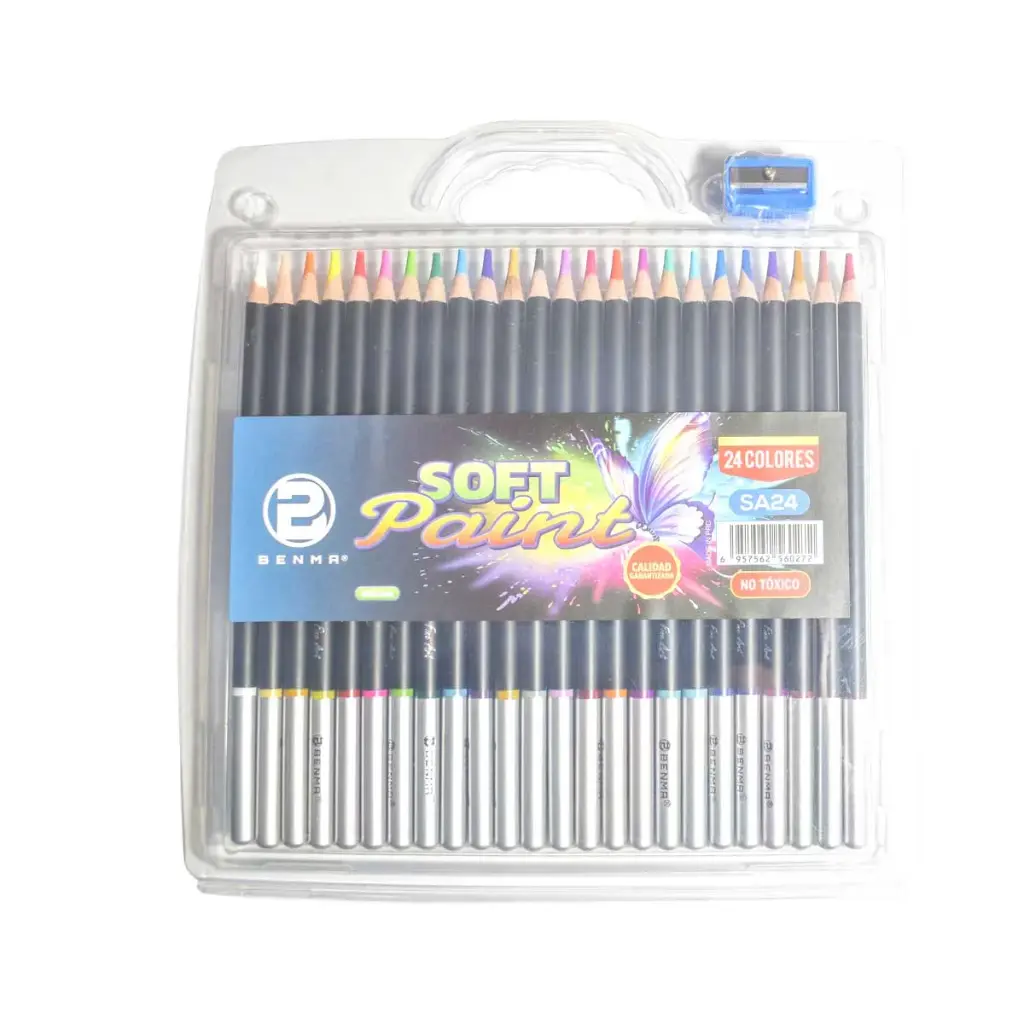 Color largo mina 0.4mm Soft Paint Aquarelable Benma de 24 Colores + pincel