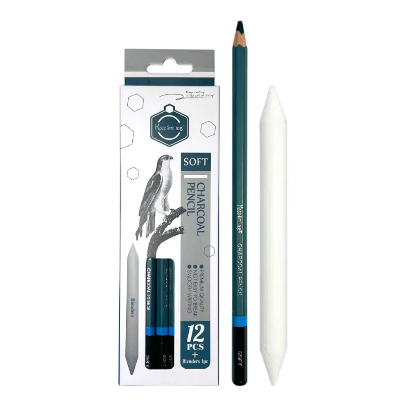 Lapiz Carboncillo Charcoal cajita 12pcs + 1 difuminador