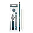 Lapiz Carboncillo Charcoal cajita 12pcs + 1 difuminador