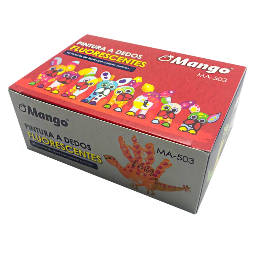 Pintura al dedo Fluorescente Mango 6 colores