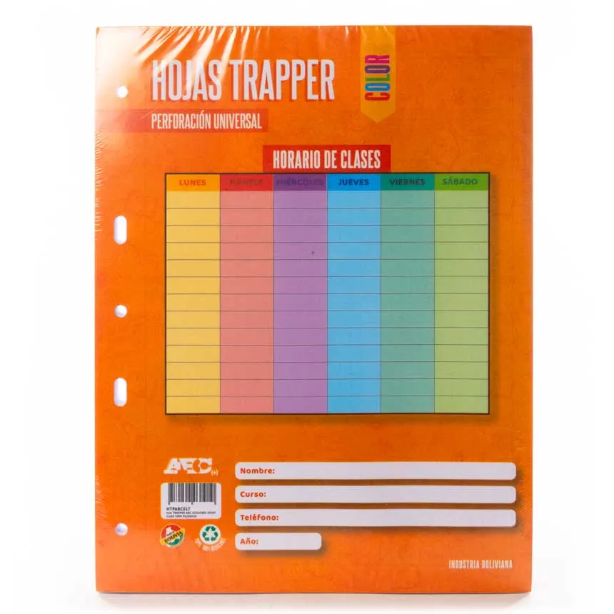 Hojas Trapper ABC Perforacion universal (5 huecos) 200 Hjs.