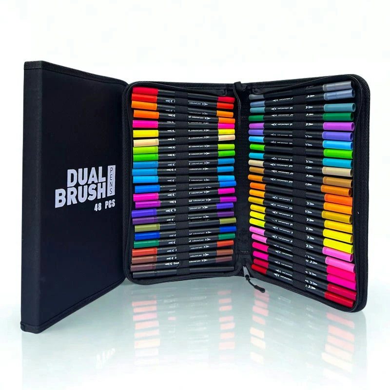 Marcador Dual Tip 1-2mm y punta pincel 48 colores
