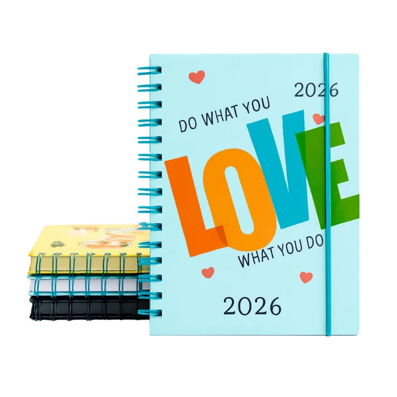 Agenda anillado A5 con sujetador de liga tapa diseño 2026