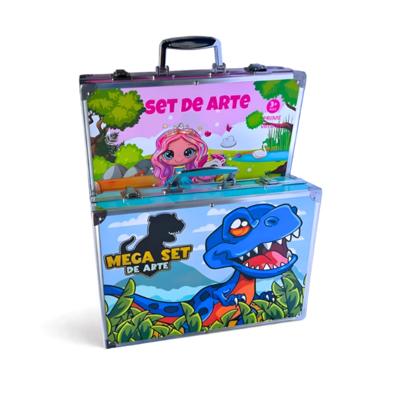 Kit de artista, lapices, crayones y marcadores maleta de aluminio de 145pcs