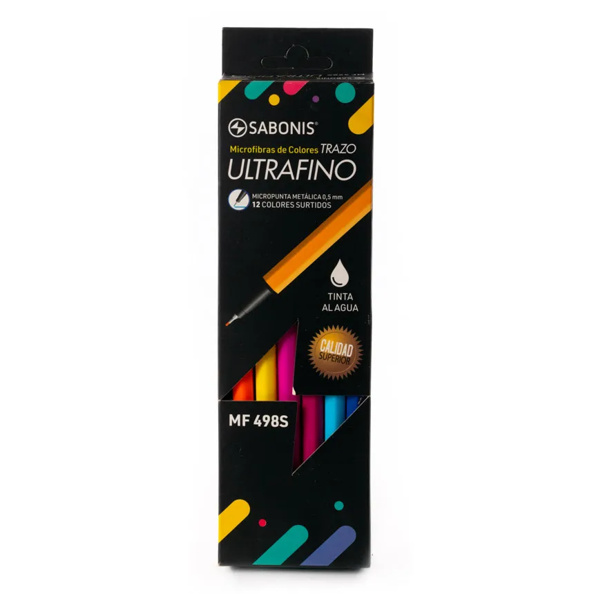 Microfibra punta fina MF498S Sabonis de 12 colores