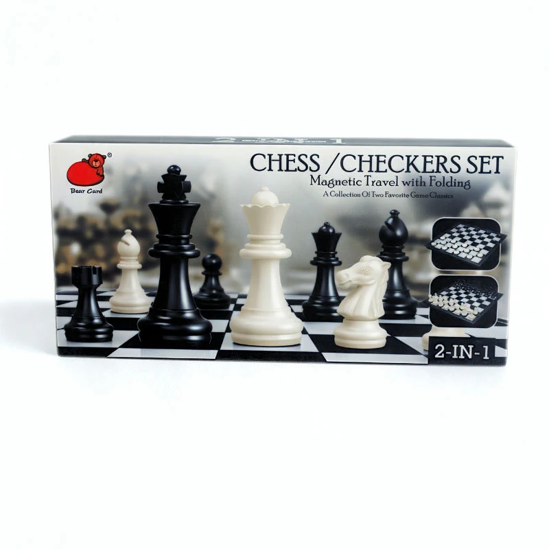 Ajedrez Mediano 3 en 1 ajedrez, dama y naipe cajita negro 
