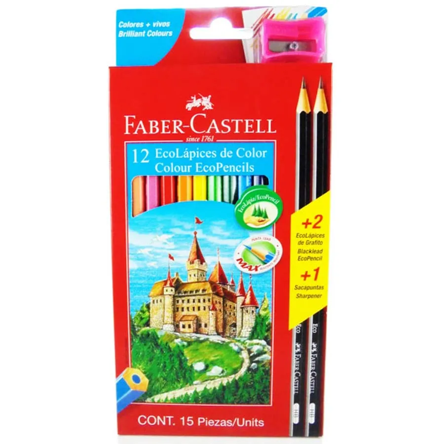 Color largo hexagonal Faber Castell 12 colores + 2 lapices + 1 tajador