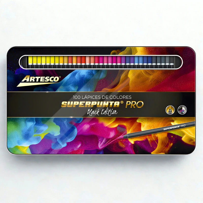 Color largo Artesco superpunta PRO 4mm estuche metalico 100 colores