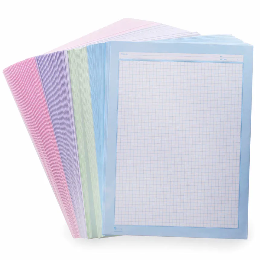 Hojas cuadernillo carta color (100 Paquetitos de 5 hojas)