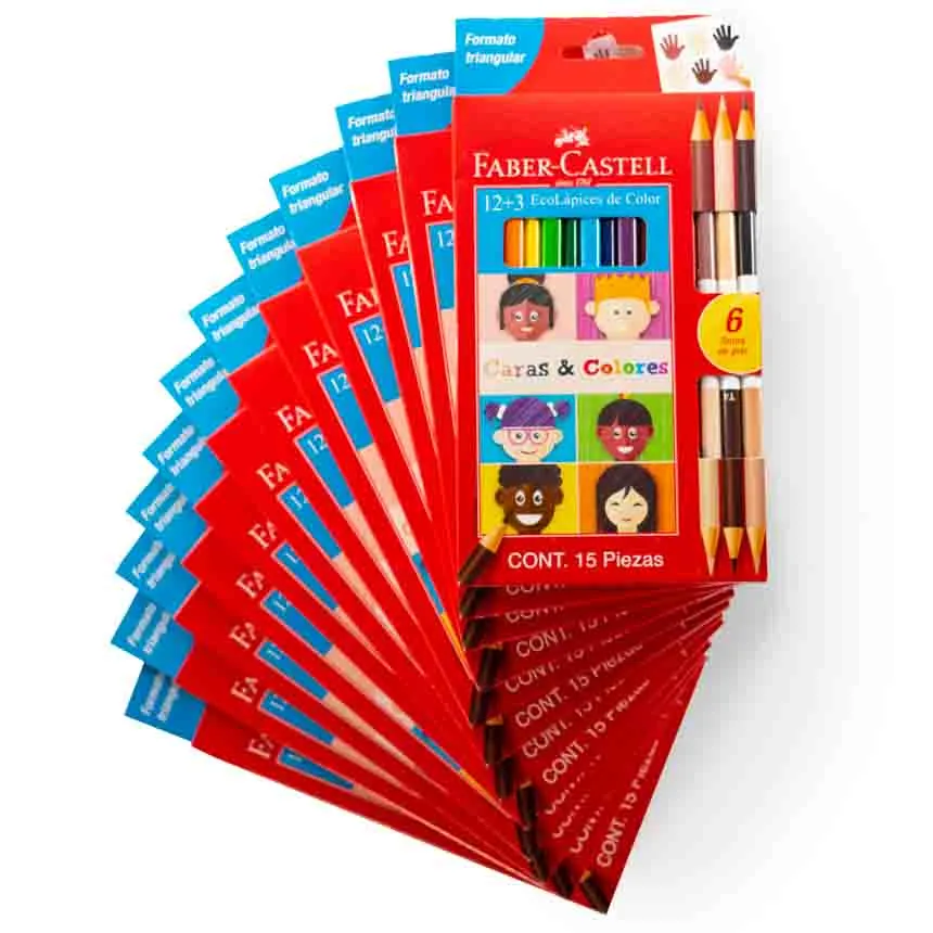 Color Largo Faber Castell de 12 colores con 3 Colores Tonos de piel