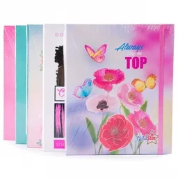 Cuaderno anillado 6 separadores tapa dura GoldStar carta, con liga 140H