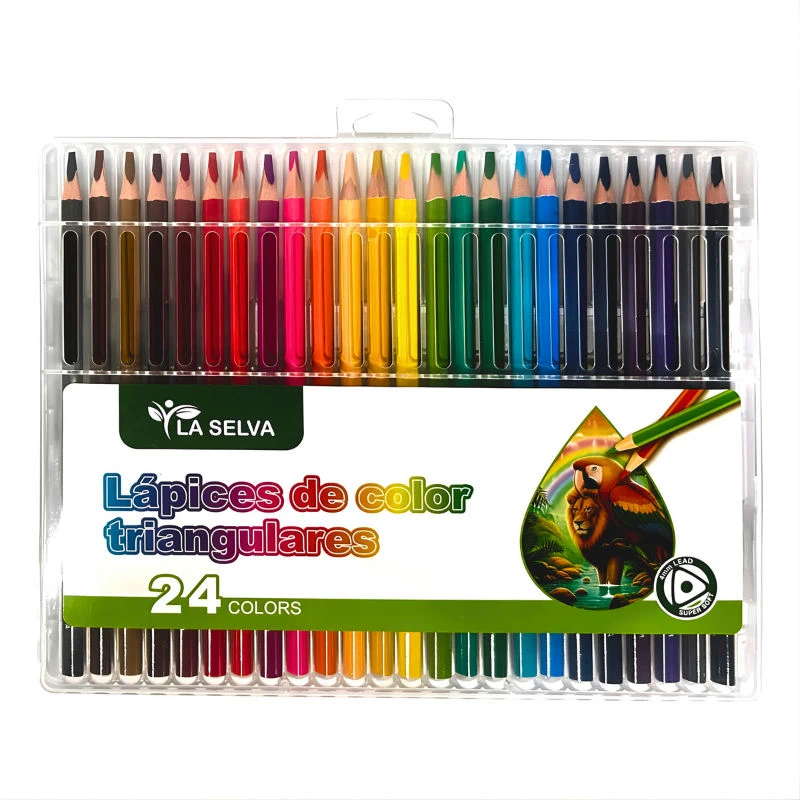 Color largo triangular mina 4mm estuche rigido La Selva de 24 colores