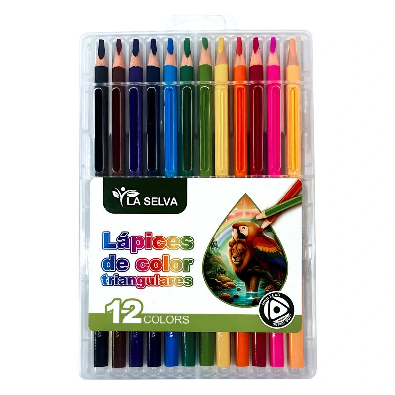 Color largo triangular mina 4mm estuche rigido La Selva de 12 colores