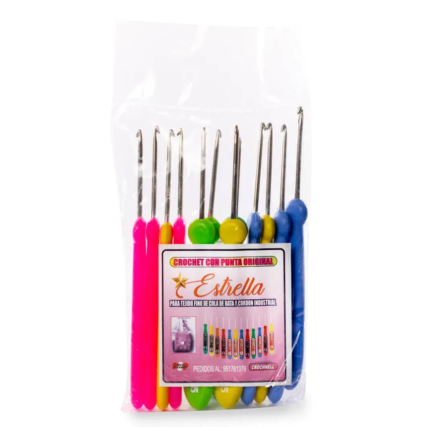 Crochet para cola de rata plastico #5 12PCS
