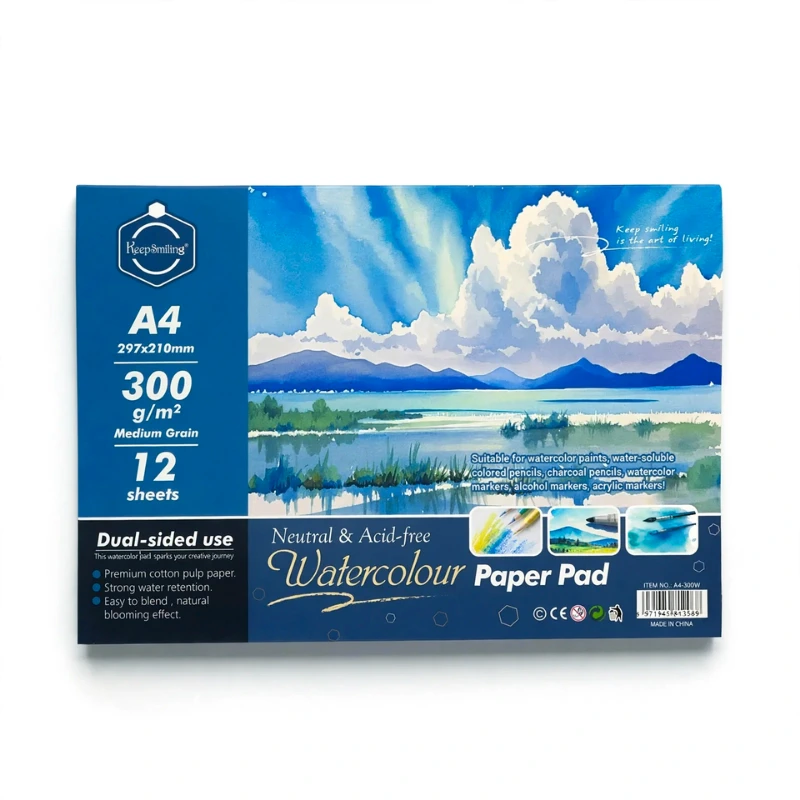 Cuaderno de dibujo o acuarela Watercolor Pad A4 de 300g, block de 12 hojas