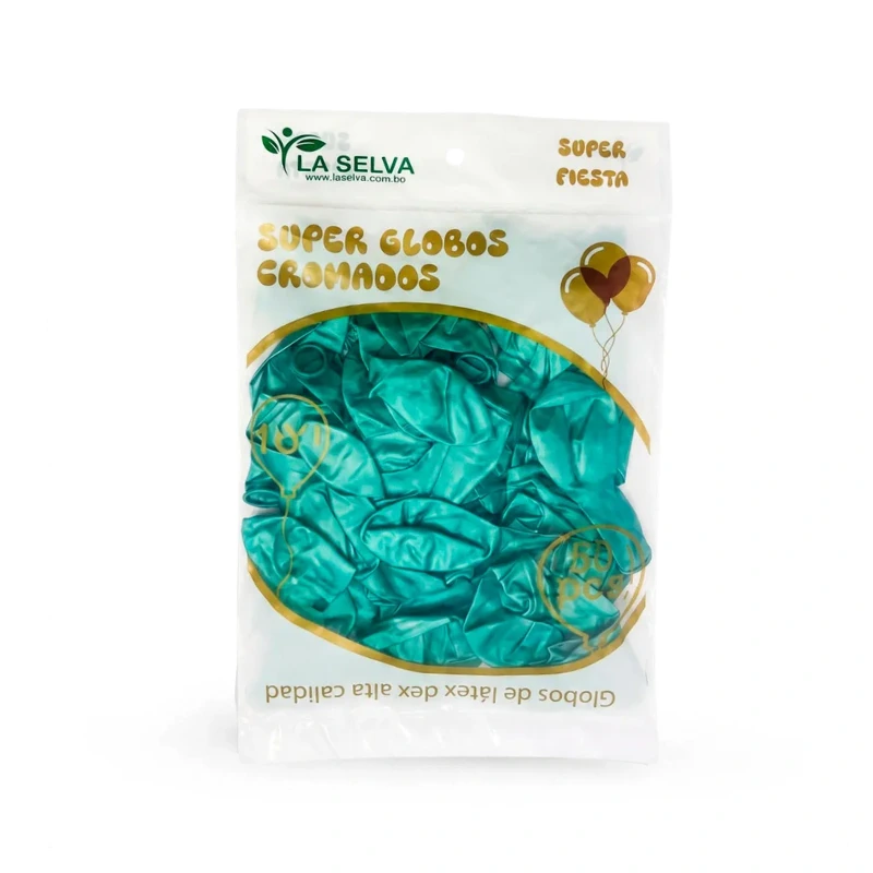 Globos CROMADOS super fiesta La Selva, bolsa 50pcs 