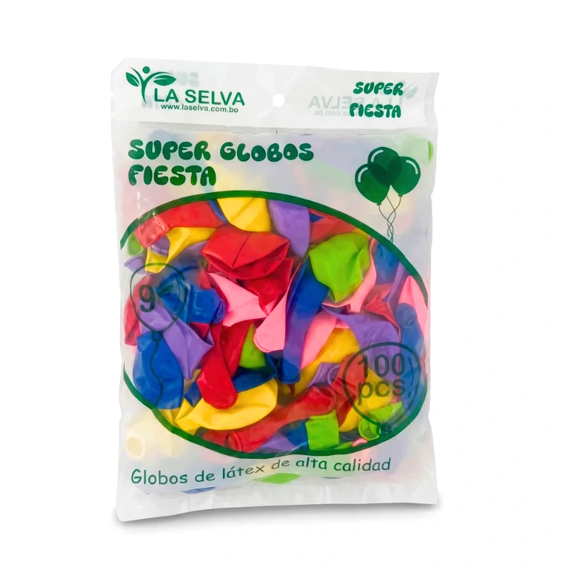 Globos super fiesta La Selva, bolsa de 100pcs